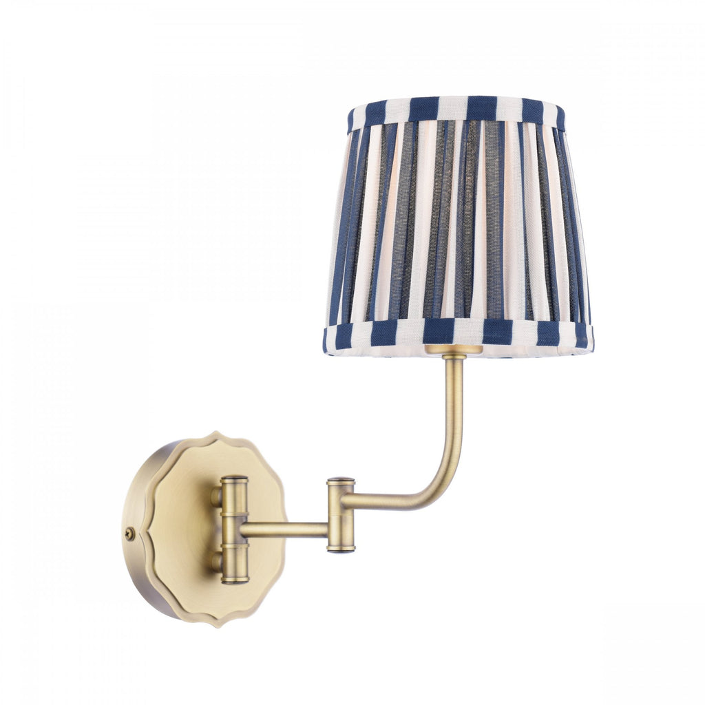 Denwick Swing Arm Wall Light In Matt Antique Brass And Stripy Cotton Shade LA3756599-Q