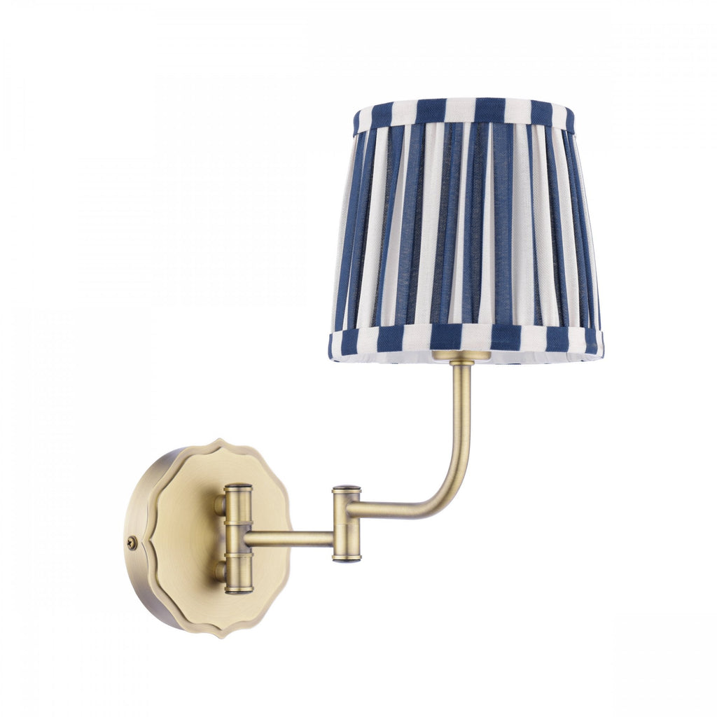 Denwick Swing Arm Wall Light In Matt Antique Brass And Stripy Cotton Shade LA3756599-Q