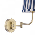 Denwick Swing Arm Wall Light In Matt Antique Brass And Stripy Cotton Shade LA3756599-Q