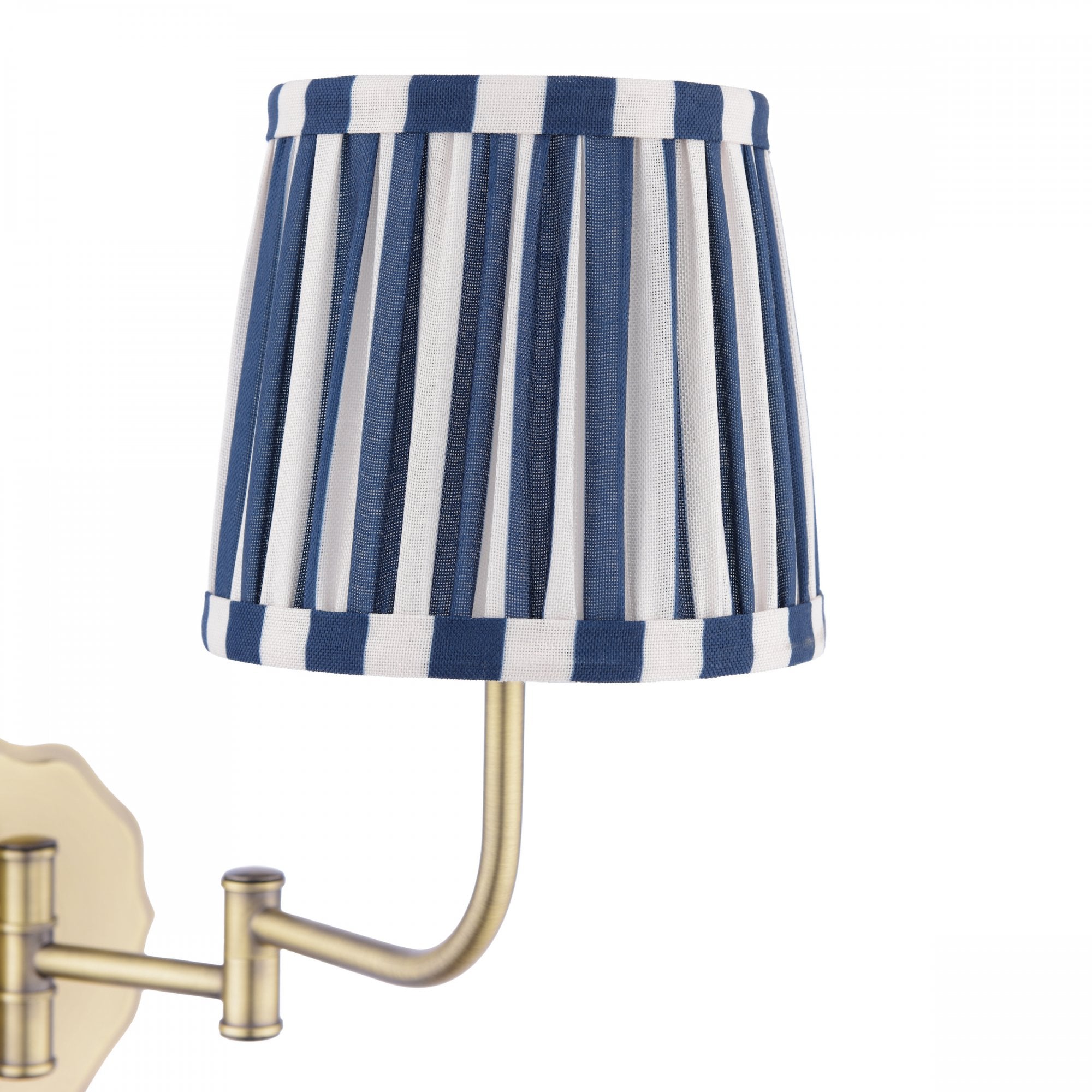 Denwick Swing Arm Wall Light In Matt Antique Brass And Stripy Cotton Shade LA3756599-Q