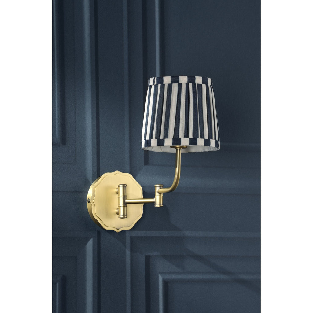 Denwick Swing Arm Wall Light In Matt Antique Brass And Stripy Cotton Shade LA3756599-Q