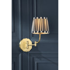 Denwick Swing Arm Wall Light In Matt Antique Brass And Stripy Cotton Shade LA3756599-Q