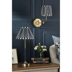 Denwick Swing Arm Wall Light In Matt Antique Brass And Stripy Cotton Shade LA3756599-Q