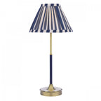 Denwick Table Lamp In Matt Antique Brass With Stripy Blue Shade LA3756598-Q