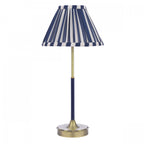 Denwick Table Lamp In Matt Antique Brass With Stripy Blue Shade LA3756598-Q