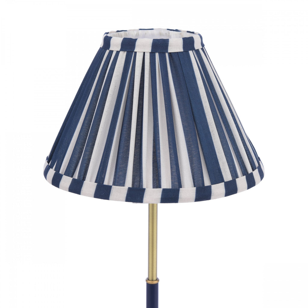 Denwick Table Lamp In Matt Antique Brass With Stripy Blue Shade LA3756598-Q