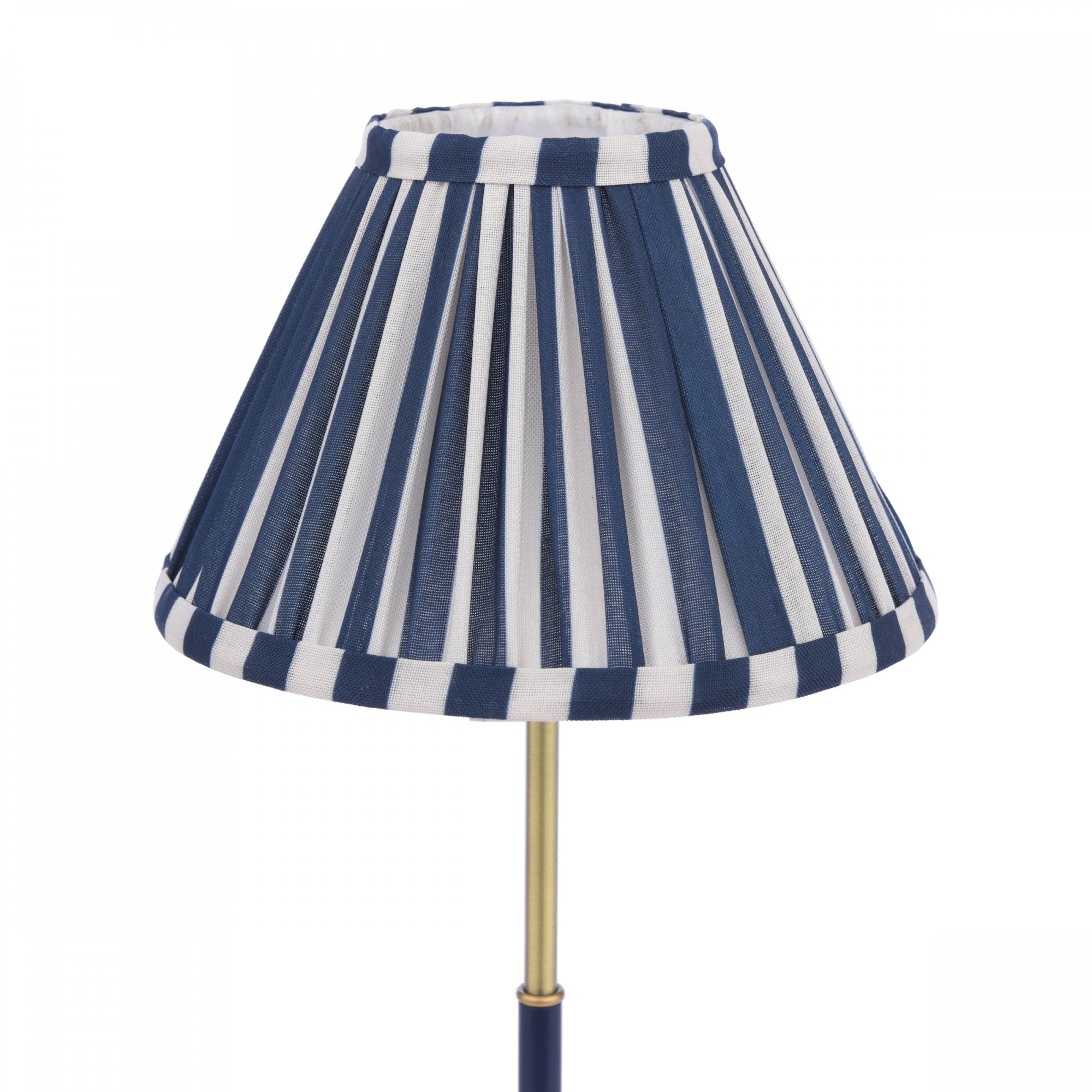 Denwick Table Lamp In Matt Antique Brass With Stripy Blue Shade LA3756598-Q