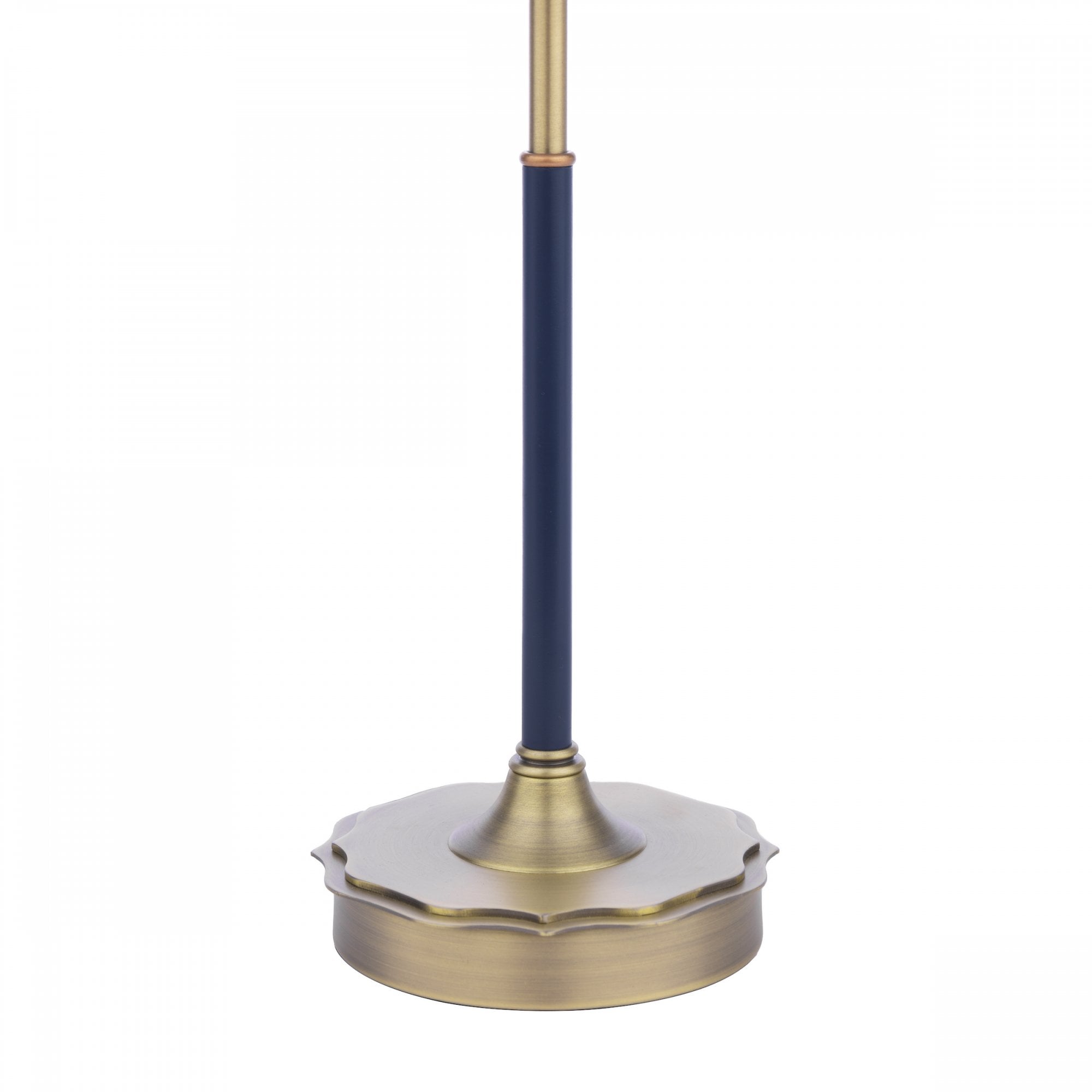 Denwick Table Lamp In Matt Antique Brass With Stripy Blue Shade LA3756598-Q