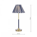 Denwick Table Lamp In Matt Antique Brass With Stripy Blue Shade LA3756598-Q