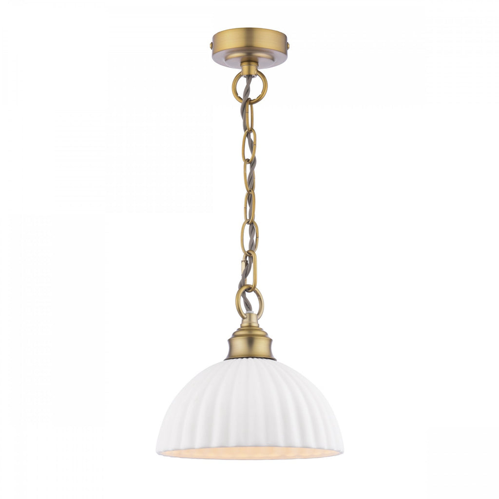 Durford Ceiling Pendant Light In Matt Antique Brass Finish With White Ceramic Shade LA3756590-Q