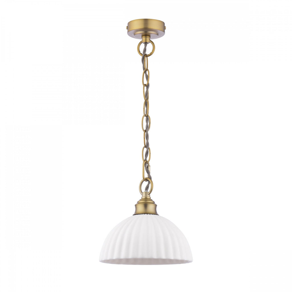 Durford Ceiling Pendant Light In Matt Antique Brass Finish With White Ceramic Shade LA3756590-Q