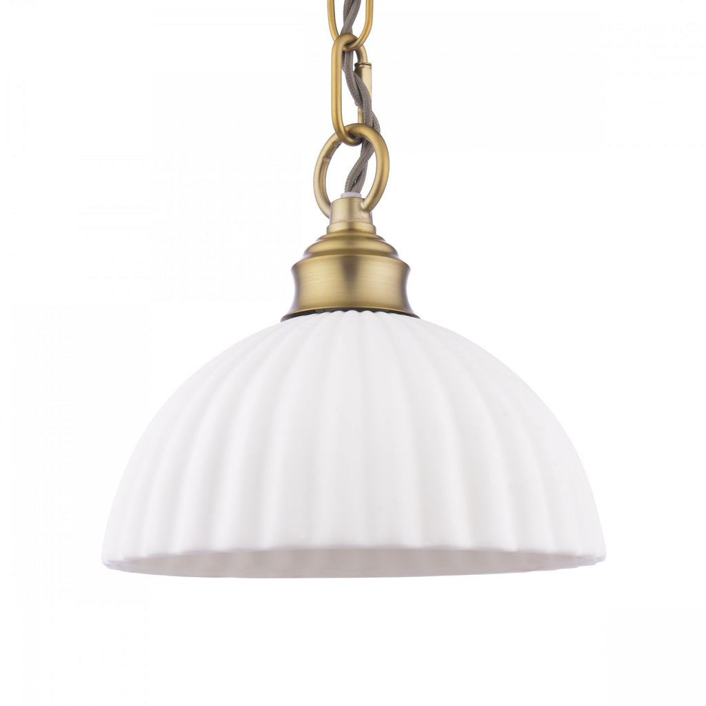 Durford Ceiling Pendant Light In Matt Antique Brass Finish With White Ceramic Shade LA3756590-Q