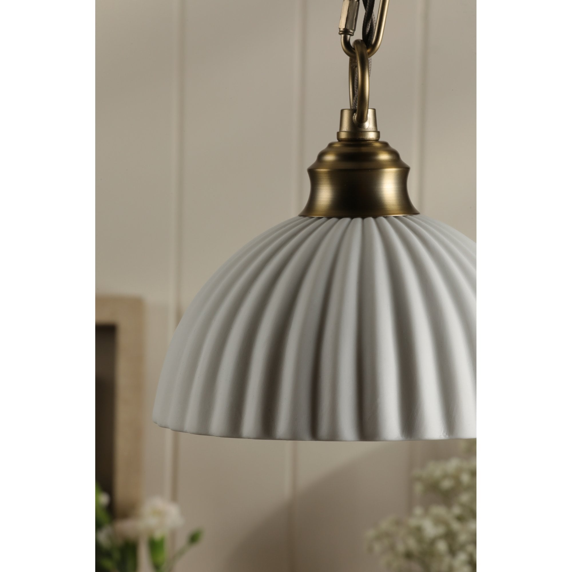 Durford Ceiling Pendant Light In Matt Antique Brass Finish With White Ceramic Shade LA3756590-Q
