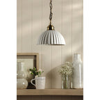 Durford Ceiling Pendant Light In Matt Antique Brass Finish With White Ceramic Shade LA3756590-Q