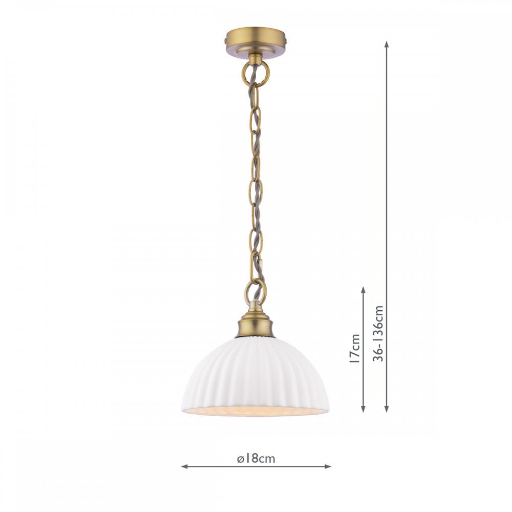 Durford Ceiling Pendant Light In Matt Antique Brass Finish With White Ceramic Shade LA3756590-Q