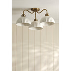 Durford 3 Light Semi Flush Ceiling Light In Matt Antique Brass With White Ceramic Shades LA3756580-Q