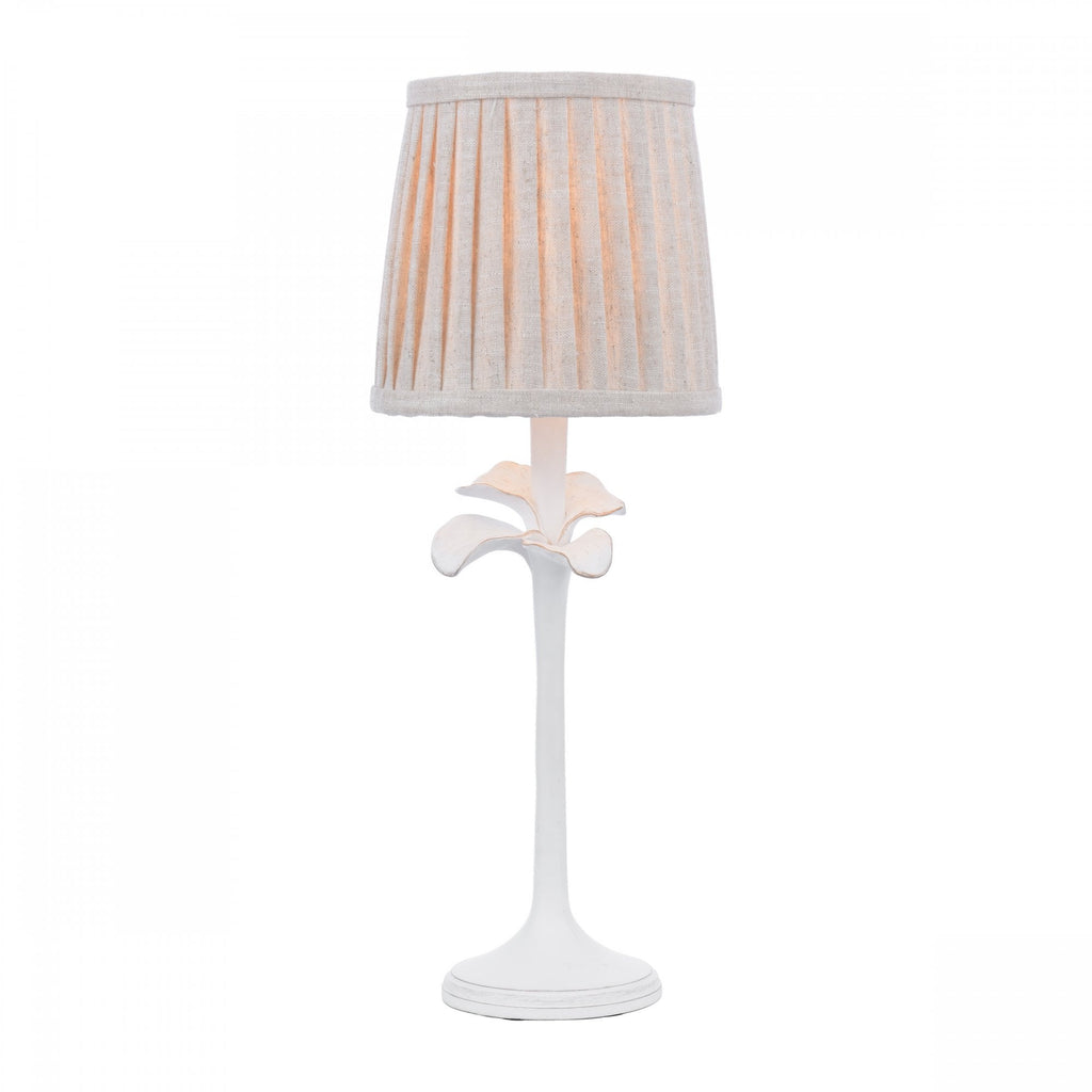 Eleni Table Lamp In Matt White Finish With Natural Linen Shade LA3756510-Q