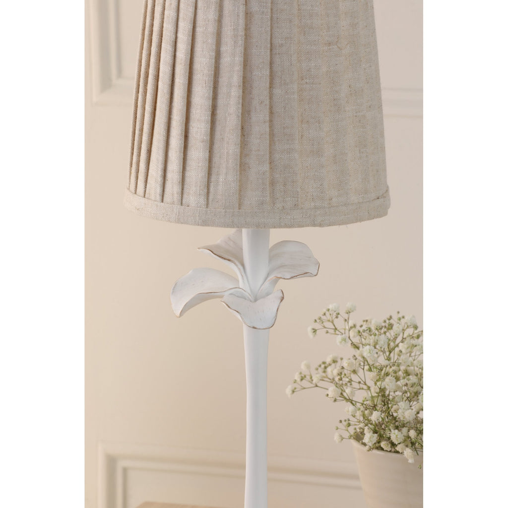 Eleni Table Lamp In Matt White Finish With Natural Linen Shade LA3756510-Q