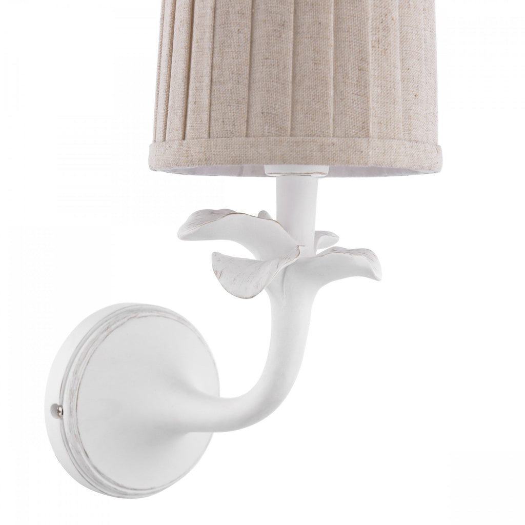 Eleni Wall Light In Matt White Finish With Natural Linen Shade LA3756616-Q