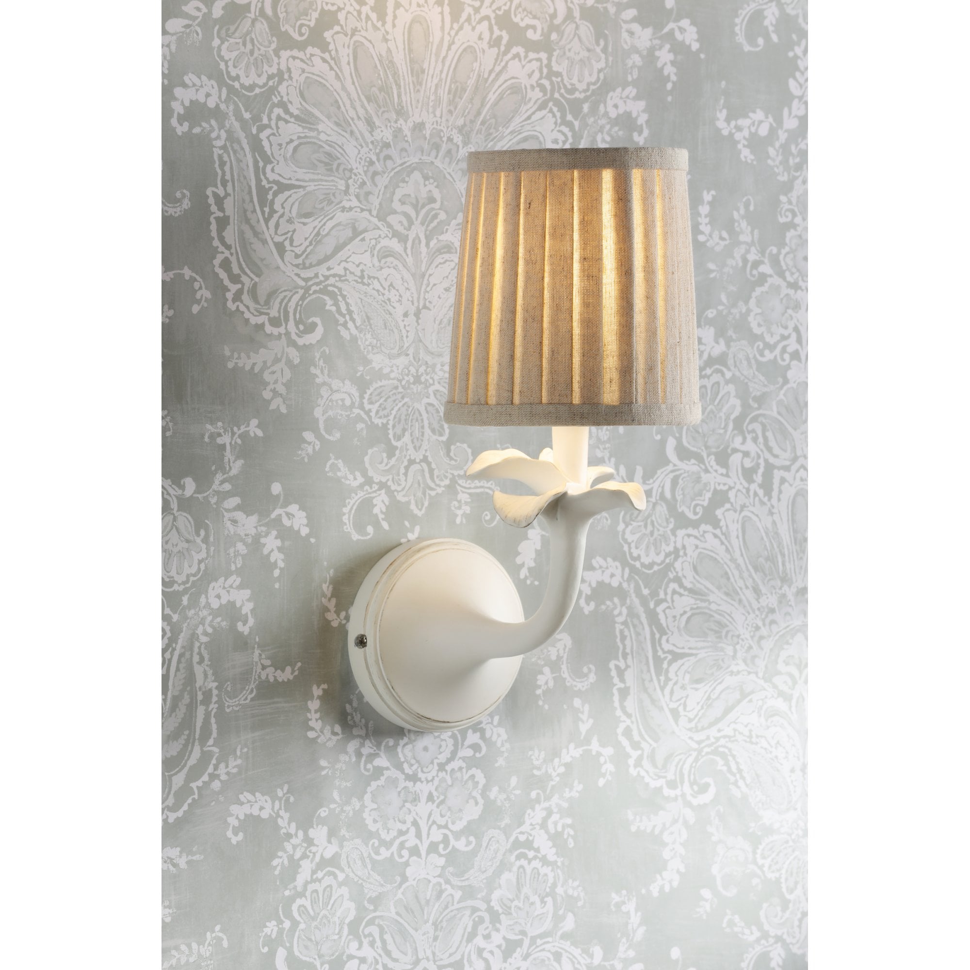 Eleni Wall Light In Matt White Finish With Natural Linen Shade LA3756616-Q