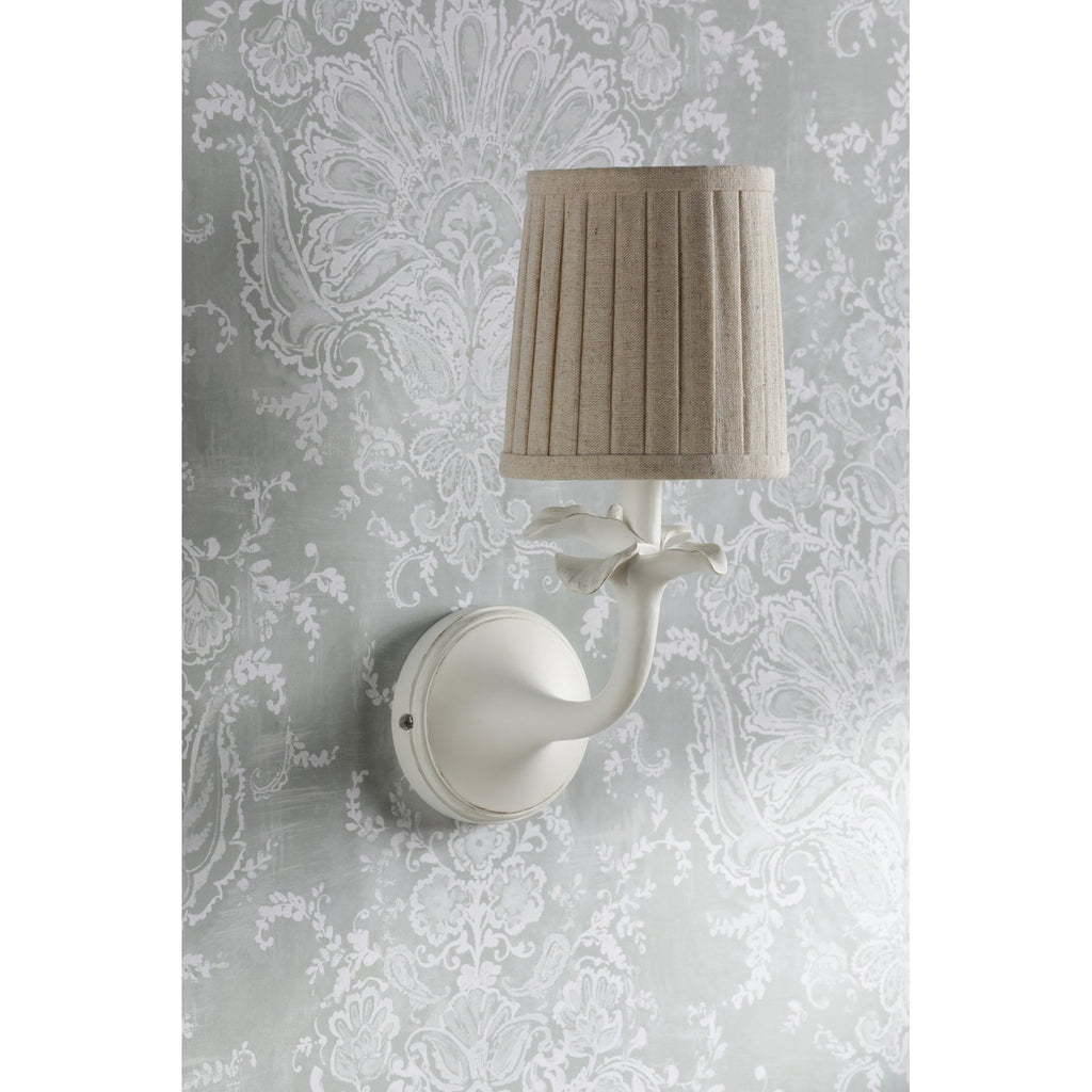 Eleni Wall Light In Matt White Finish With Natural Linen Shade LA3756616-Q