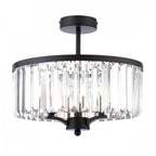 Elkwood 3 Light Semi Flush Crystal Ceiling Light In Industrial Black Finish LA3756610-Q