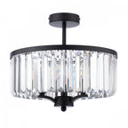 Elkwood 3 Light Semi Flush Crystal Ceiling Light In Industrial Black Finish LA3756610-Q