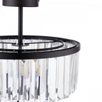 Elkwood 3 Light Semi Flush Crystal Ceiling Light In Industrial Black Finish LA3756610-Q