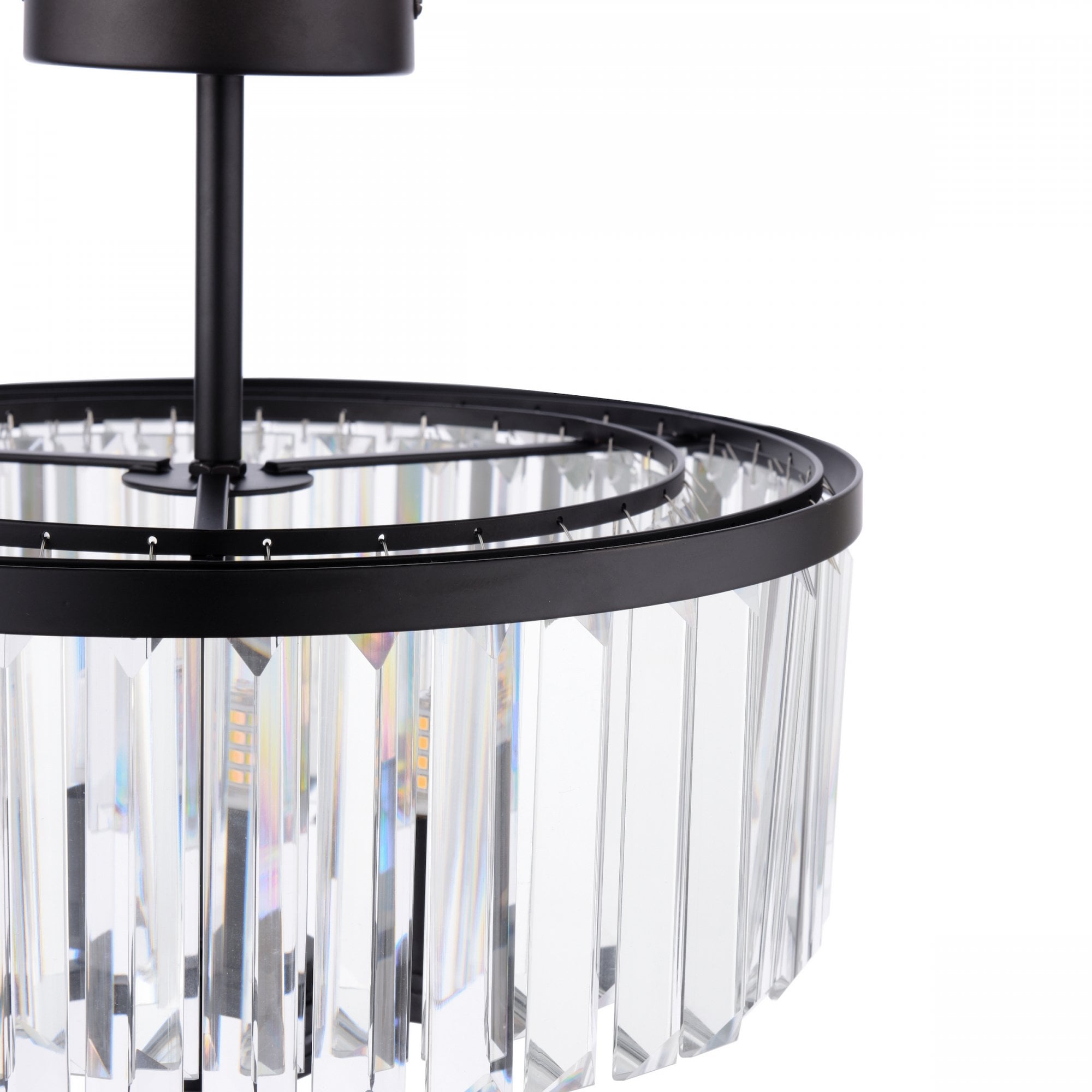Elkwood 3 Light Semi Flush Crystal Ceiling Light In Industrial Black Finish LA3756610-Q