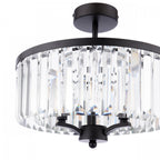 Elkwood 3 Light Semi Flush Crystal Ceiling Light In Industrial Black Finish LA3756610-Q