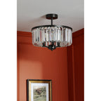 Elkwood 3 Light Semi Flush Crystal Ceiling Light In Industrial Black Finish LA3756610-Q