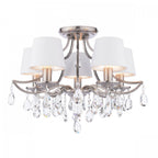 Enstone 5 Light Semi Flush Ceiling Light In Polished Nickel With Crystal Droplets LA3756611-Q