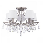 Enstone 5 Light Semi Flush Ceiling Light In Polished Nickel With Crystal Droplets LA3756611-Q