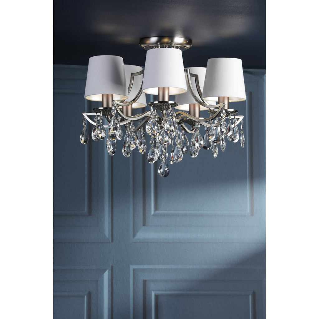 Enstone 5 Light Semi Flush Ceiling Light In Polished Nickel With Crystal Droplets LA3756611-Q