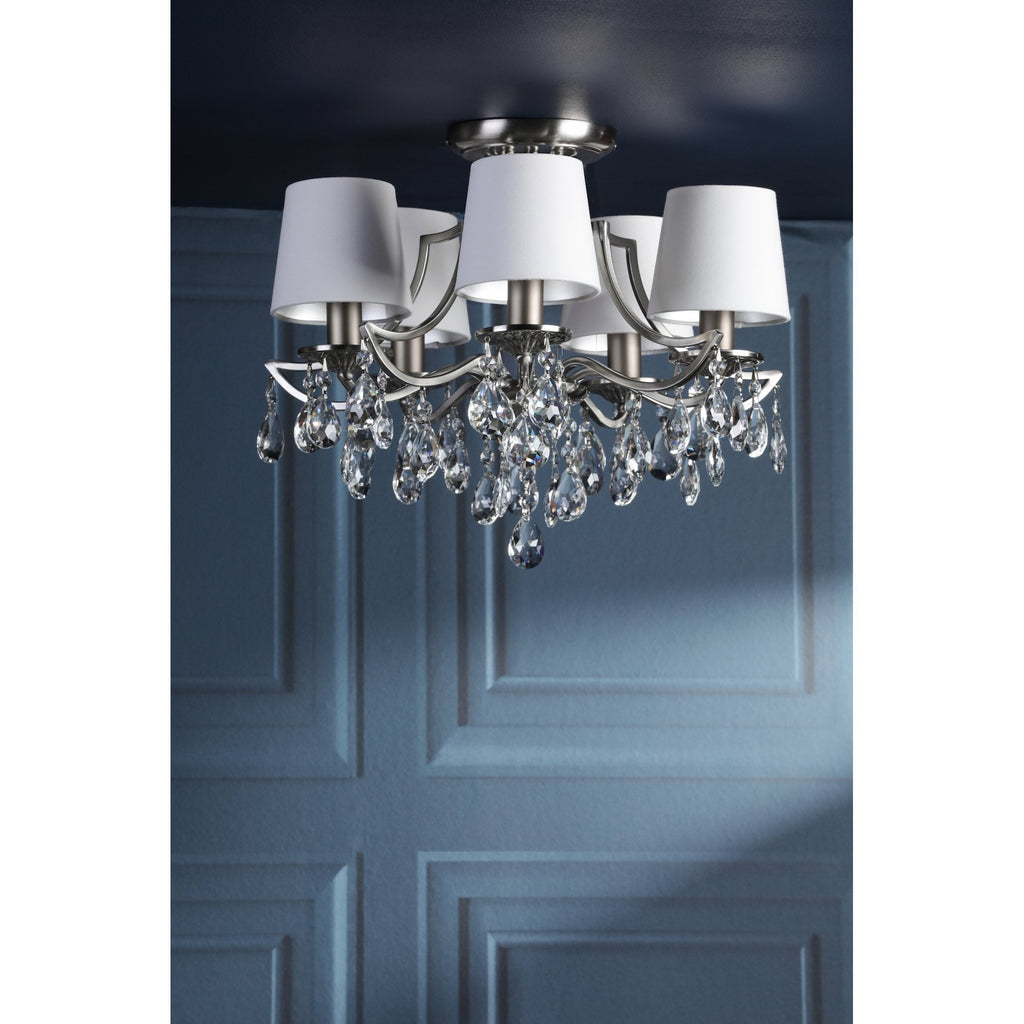 Enstone 5 Light Semi Flush Ceiling Light In Polished Nickel With Crystal Droplets LA3756611-Q