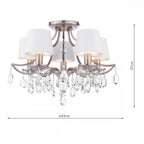 Enstone 5 Light Semi Flush Ceiling Light In Polished Nickel With Crystal Droplets LA3756611-Q