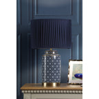 Knipton Table Lamp Blue Ceramic And Antique Brass Finish With Blue Shade LA3756612-Q