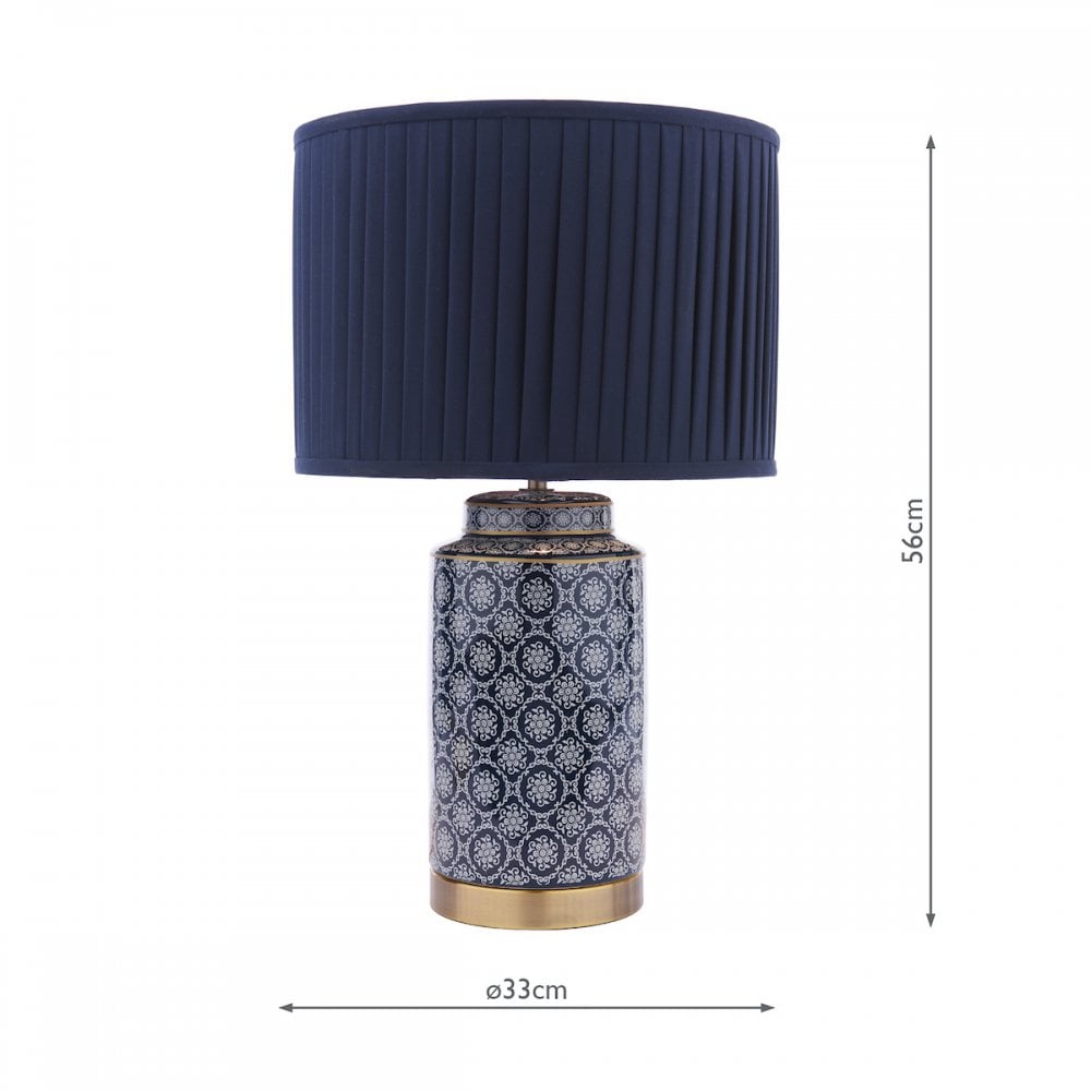Knipton Table Lamp Blue Ceramic And Antique Brass Finish With Blue Shade LA3756612-Q