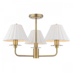 Mixbury 3 Light Semi Flush Light In Antique Brass With White Ceramic Shades LA3756587-Q