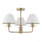 Mixbury 3 Light Semi Flush Light In Antique Brass With White Ceramic Shades LA3756587-Q
