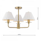 Mixbury 3 Light Semi Flush Light In Antique Brass With White Ceramic Shades LA3756587-Q