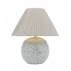 Montford Table Lamp In Blue Ceramic Floral Print With Taupe Silk Shade LA3756619-Q