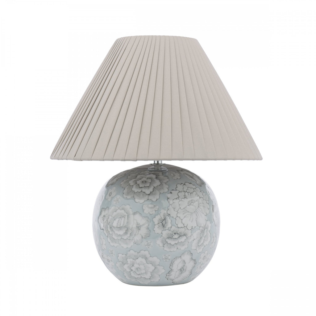 Montford Table Lamp In Blue Ceramic Floral Print With Taupe Silk Shade LA3756619-Q