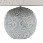 Montford Table Lamp In Blue Ceramic Floral Print With Taupe Silk Shade LA3756619-Q