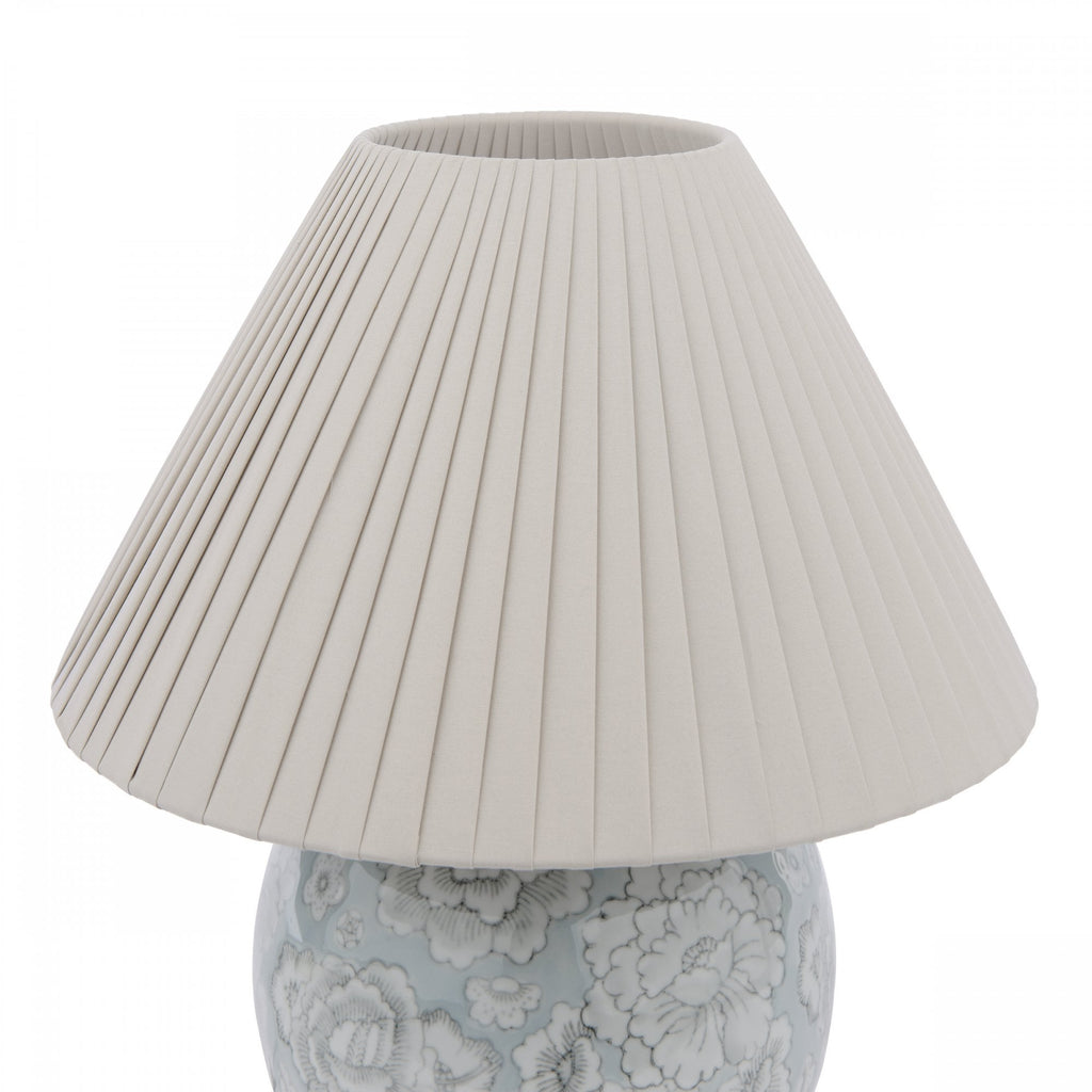 Montford Table Lamp In Blue Ceramic Floral Print With Taupe Silk Shade LA3756619-Q