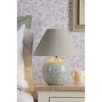 Montford Table Lamp In Blue Ceramic Floral Print With Taupe Silk Shade LA3756619-Q