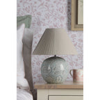 Montford Table Lamp In Blue Ceramic Floral Print With Taupe Silk Shade LA3756619-Q