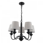Norbury 5 Light Ceiling Pendant Light In Matt Black Finish With Natural Linen Shades LA3756406-Q