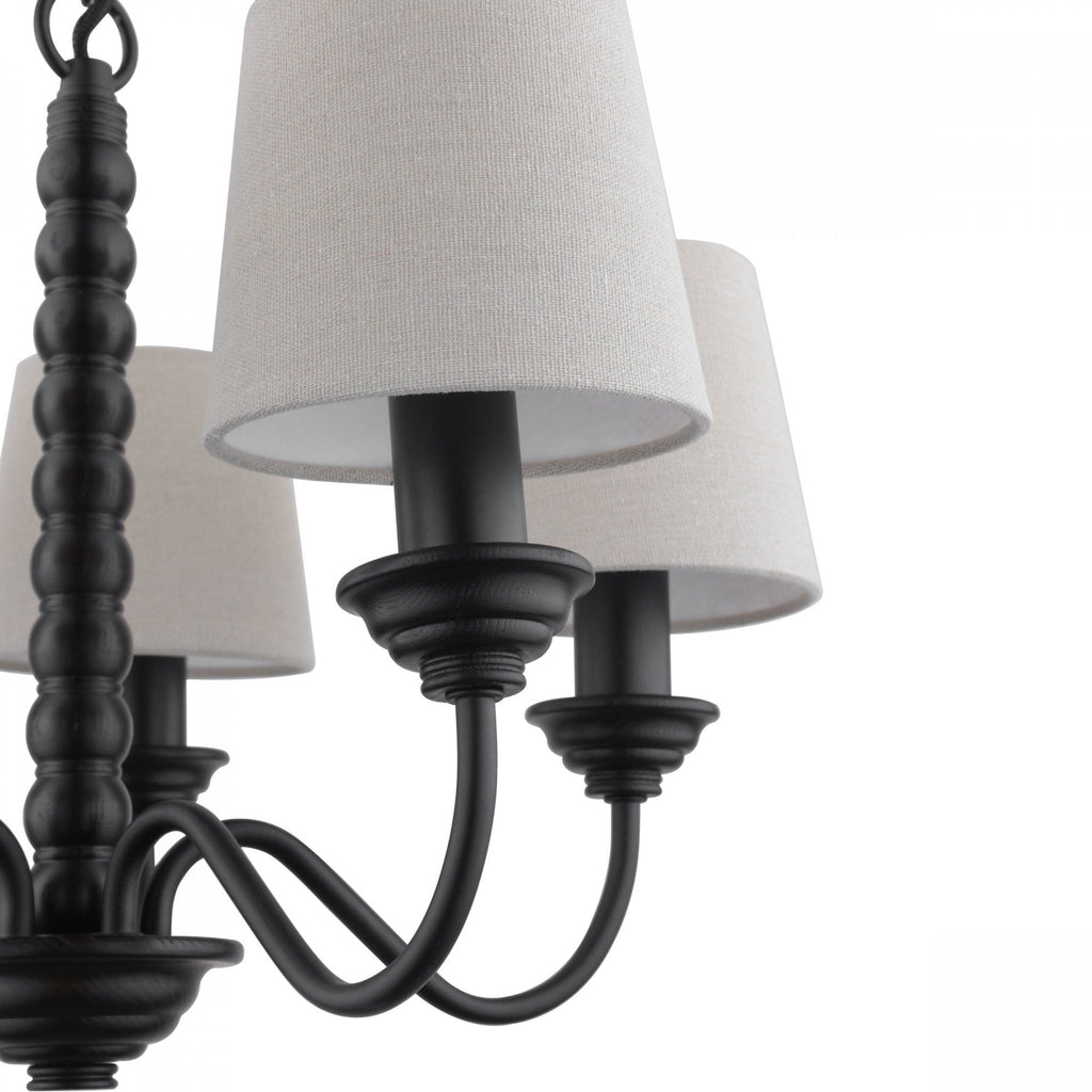 Norbury 5 Light Ceiling Pendant Light In Matt Black Finish With Natural Linen Shades LA3756406-Q