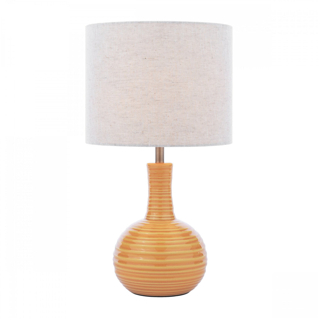 Padley Ceramic Table Lamp In Ochre With Natural Linen Shade LA3756519-Q